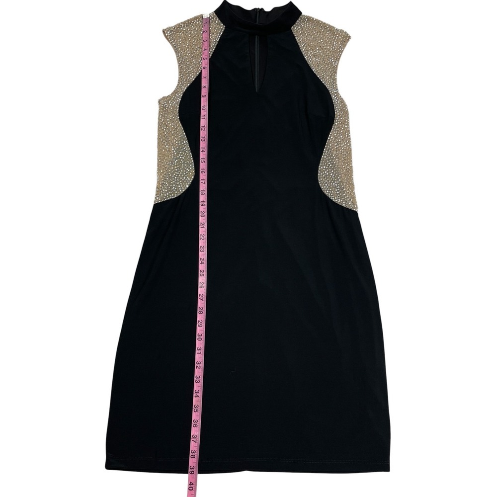 Xscape Womens Dress 14 Black Rhinestone Illusion Choker Neck Sleeveless Cocktail - Picture 11 of 13